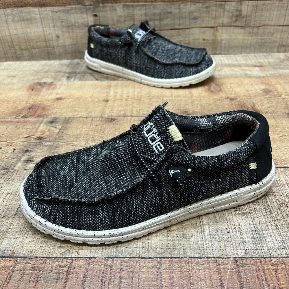 Hey Dude Wally Sox Black/White Mens Slip Ons Comfort Shoes Size 8 (41)